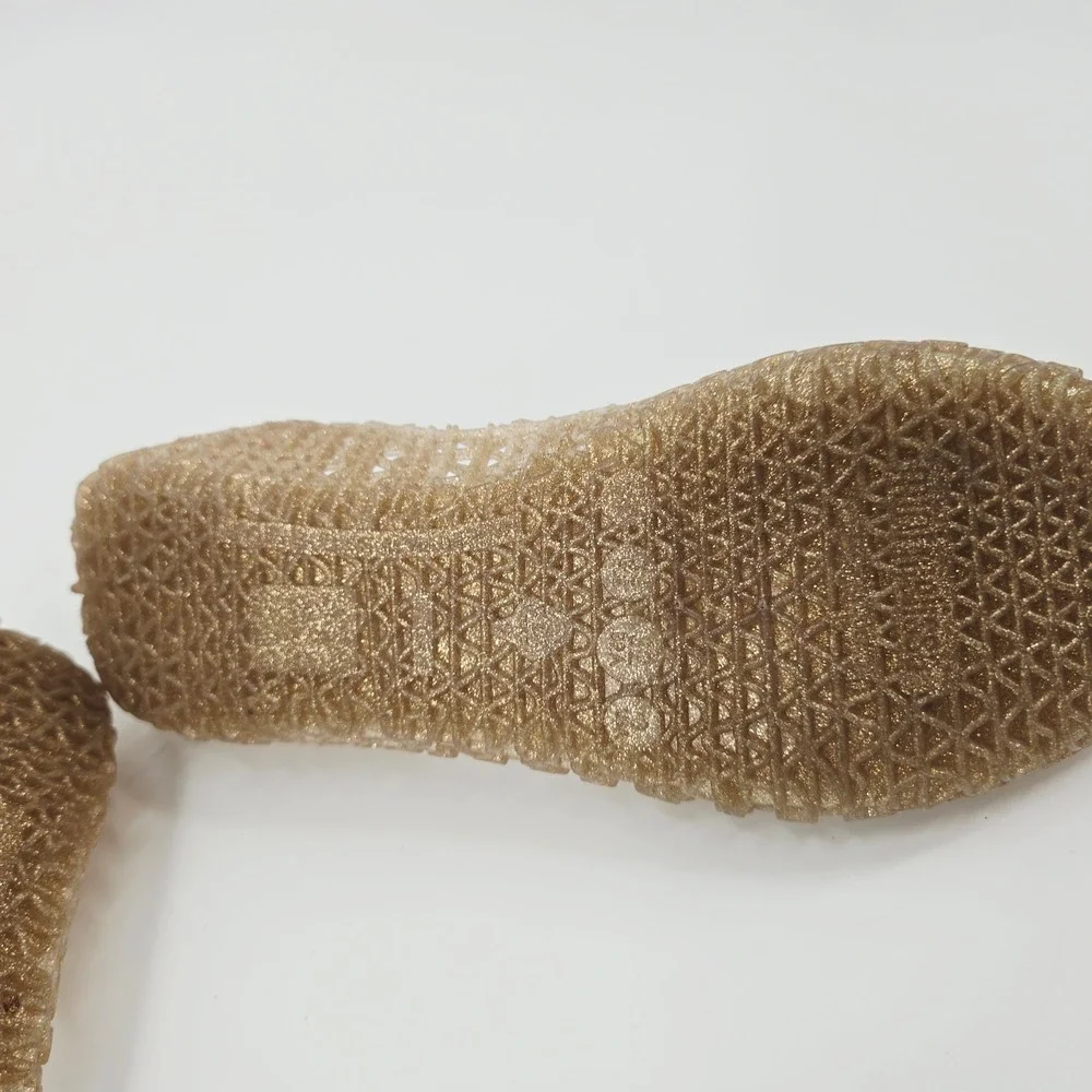 Mini Melissa Campana Papel Gold Glitter Ballet Flat Kids‎ Size 3 EUC